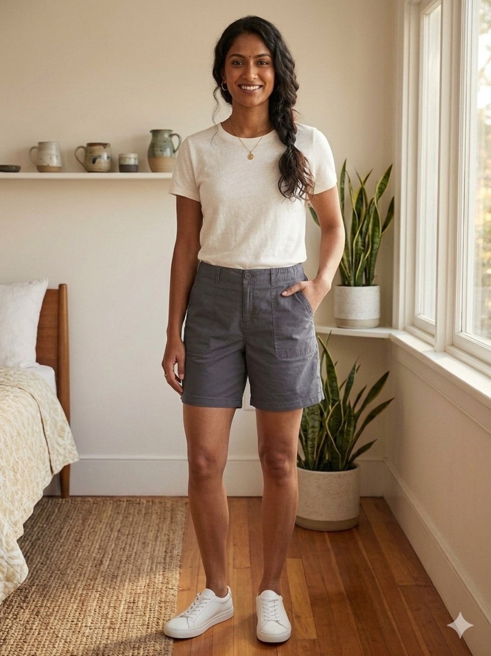 Social Standard XXL Women’s Casual Mid-Rise Utility Walking Beach Shorts - Gray